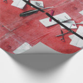 BRIEF HOLDER IN WOOD, Red Black, White Cadeaupapier (Hoek)