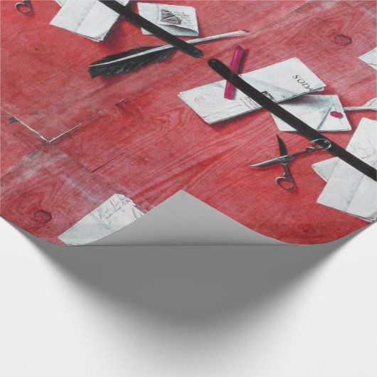 BRIEF HOLDER IN WOOD, Red Black, White Cadeaupapier (Hoek)