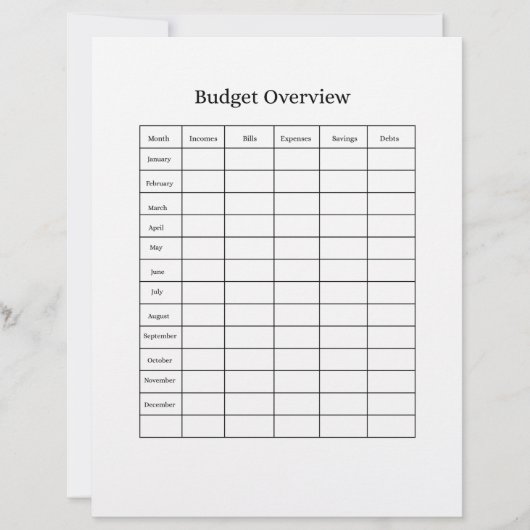 Brief Hoofdletter voor Budgetoverzicht Briefhoofd (Voorkant)