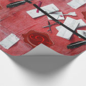 BRIEF-HOUDER IN HOUT, RODE WAXZEEMONOGRAM CADEAUPAPIER (Hoek)