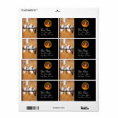 BRIEF-HOUDER IN HOUTMONOGRAM, oranje zwart gegolfd Etiket (Full Sheet)