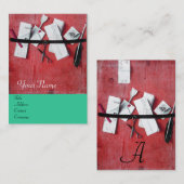 BRIEF-HOUDER VAN HOUT MONOGRAM, blauwe trombose Visitekaartje (Voorkant / Achterkant)