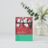 BRIEF-HOUDER VAN HOUT MONOGRAM, blauwe trombose Visitekaartje (Staand voorkant)