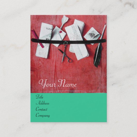 BRIEF-HOUDER VAN HOUT MONOGRAM, blauwe trombose Visitekaartje (Voorkant)