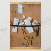 BRIEF-HOUDER VAN HOUT MONOGRAM in zwart wit Briefpapier (Voorkant)