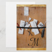 BRIEF-HOUDER VAN HOUT MONOGRAM in zwart wit Briefpapier (Voorkant / Achterkant)