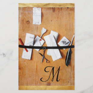 BRIEF-HOUDER VAN HOUT MONOGRAM in zwart wit Briefpapier