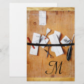 BRIEF-HOUDER VAN HOUT MONOGRAM in zwart wit Briefpapier (Voorkant / Achterkant)