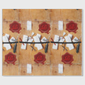 BRIEF-HOUDER VAN HOUT, RODE WAXZEEMONOGRAM CADEAUPAPIER (Vlak)