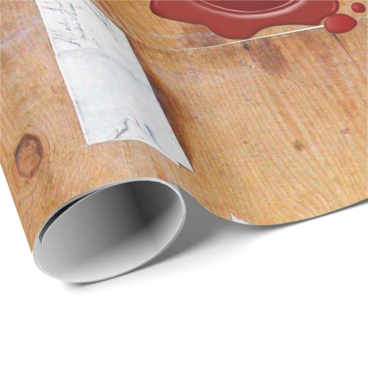 BRIEF-HOUDER VAN HOUT, RODE WAXZEEMONOGRAM CADEAUPAPIER (Rol Hoek)