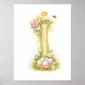 Brief I Goud Lentebloem Monogram Gele Eend Poster (Voorkant)