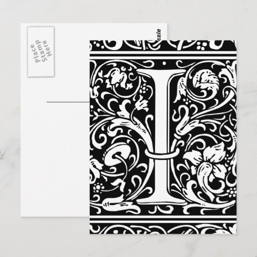 Brief I Middeleeuws Monogram Art Nouveau Briefkaart (Voorkant / Achterkant)