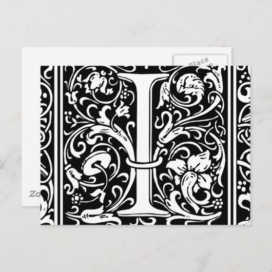 Brief I Middeleeuws Monogram Art Nouveau Briefkaart (Voorkant / Achterkant)