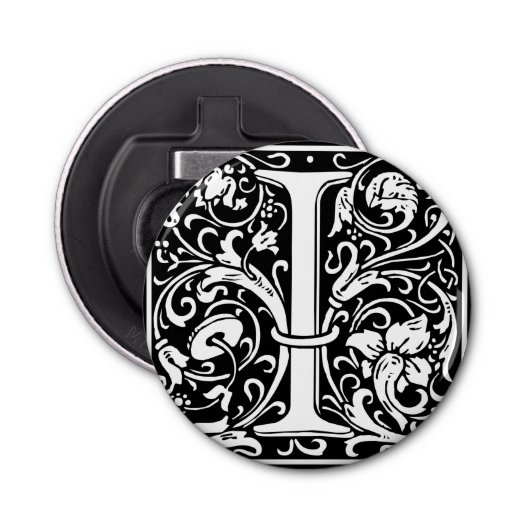 Brief I Middeleeuws Monogram Art Nouveau Button Flesopener (Voorkant)
