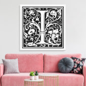 Brief I Middeleeuws Monogram Art Nouveau Canvas Afdruk (Insitu (Woonkamer))