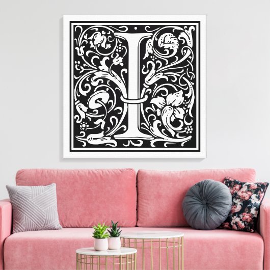 Brief I Middeleeuws Monogram Art Nouveau Canvas Afdruk (Insitu (Woonkamer))