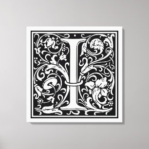 Brief I Middeleeuws Monogram Art Nouveau Canvas Afdruk
