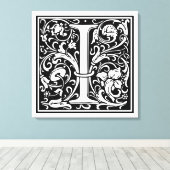 Brief I Middeleeuws Monogram Art Nouveau Canvas Afdruk (Insitu (Houten vloer))