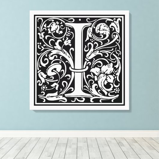 Brief I Middeleeuws Monogram Art Nouveau Canvas Afdruk (Insitu (Houten vloer))