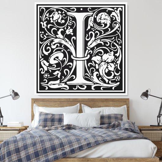 Brief I Middeleeuws Monogram Art Nouveau Canvas Afdruk (Insitu (Slaapkamer))