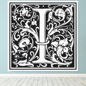 Brief I Middeleeuws Monogram Art Nouveau Canvas Afdruk (Insitu (Houten vloer))