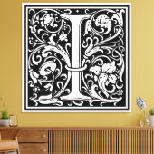 Brief I Middeleeuws Monogram Art Nouveau Canvas Afdruk (Insitu (Woonkamer))