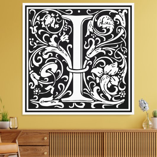 Brief I Middeleeuws Monogram Art Nouveau Canvas Afdruk (Insitu (Woonkamer))