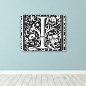 Brief I Middeleeuws Monogram Art Nouveau Canvas Afdruk (Insitu (Houten vloer))