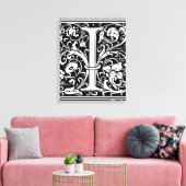 Brief I Middeleeuws Monogram Art Nouveau Canvas Afdruk (Insitu (Woonkamer))