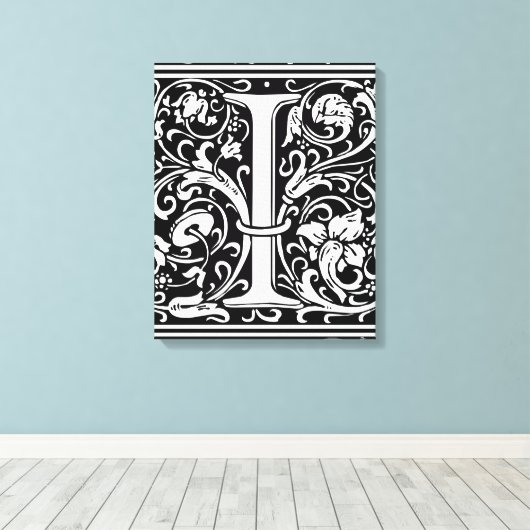 Brief I Middeleeuws Monogram Art Nouveau Canvas Afdruk (Insitu (Houten vloer))