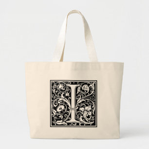 Brief I Middeleeuws Monogram Art Nouveau Grote Tote Bag