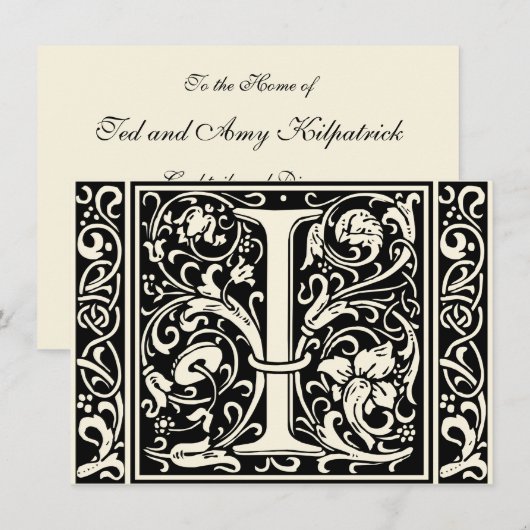 Brief I Middeleeuws Monogram Art Nouveau Kaart (Voorkant / Achterkant)