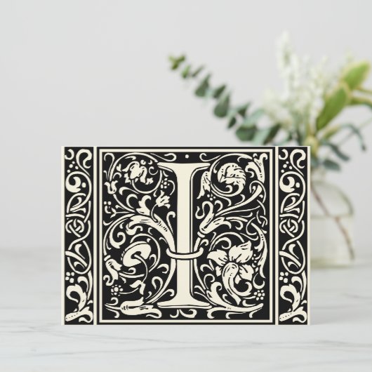 Brief I Middeleeuws Monogram Art Nouveau Kaart (Staand voorkant)