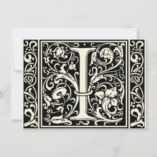 Brief I Middeleeuws Monogram Art Nouveau Kaart