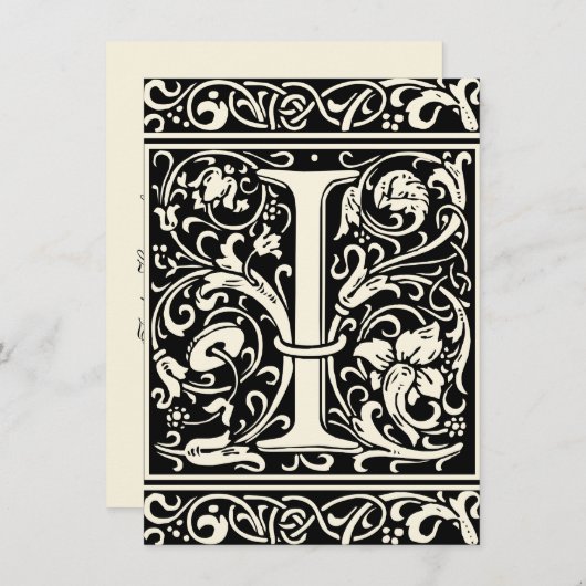 Brief I Middeleeuws Monogram Art Nouveau Kaart (Voorkant / Achterkant)