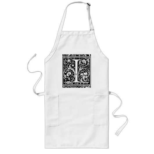 Brief I Middeleeuws Monogram Art Nouveau Lang Schort (Voorkant)