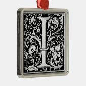 Brief I Middeleeuws Monogram Art Nouveau Metalen Ornament (Rechts)
