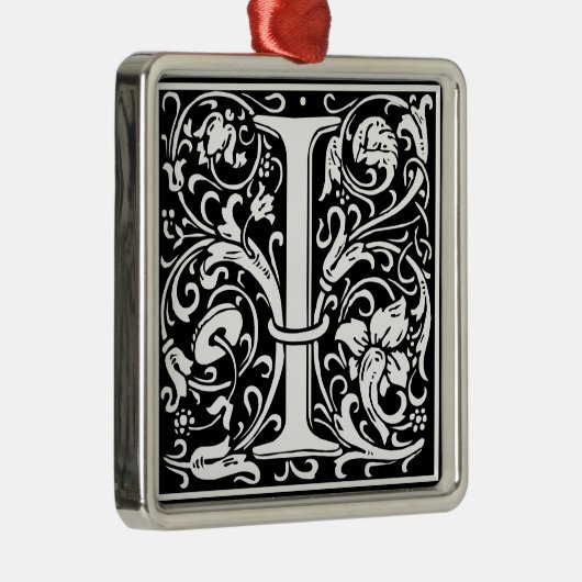 Brief I Middeleeuws Monogram Art Nouveau Metalen Ornament (Rechts)