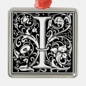 Brief I Middeleeuws Monogram Art Nouveau Metalen Ornament (Voorkant)