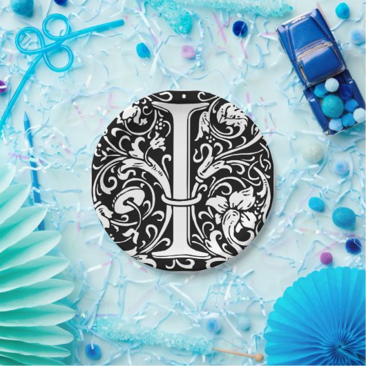 Brief I Middeleeuws Monogram Art Nouveau Papieren Bordje (Feest)