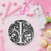 Brief I Middeleeuws Monogram Art Nouveau Papieren Bordje (Feest)