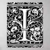 Brief I Middeleeuws Monogram Art Nouveau Poster (Voorkant)