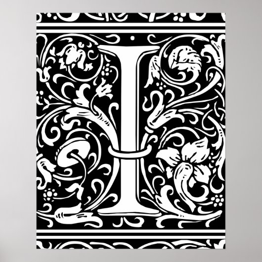 Brief I Middeleeuws Monogram Art Nouveau Poster (Voorkant)
