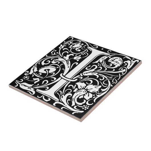 Brief I Middeleeuws Monogram Art Nouveau Tegeltje (Zijkant)