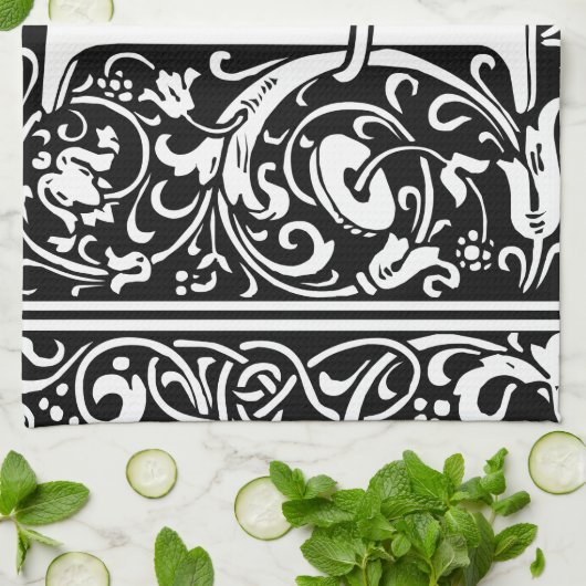 Brief I Middeleeuws Monogram Art Nouveau Theedoek (Gevouwen)