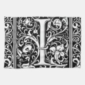 Brief I Middeleeuws Monogram Art Nouveau Theedoek (Horizontaal)