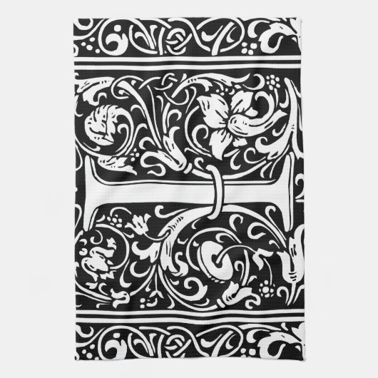 Brief I Middeleeuws Monogram Art Nouveau Theedoek (Verticaal)