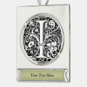 Brief I Middeleeuws Monogram Art Nouveau Verzilverd Banner Ornament (Links)