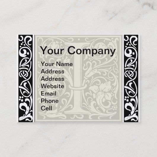 Brief I Middeleeuws Monogram Art Nouveau Visitekaartje (Voorkant)