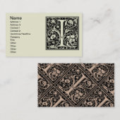 Brief I Middeleeuws Monogram Art Nouveau Visitekaartje (Voorkant / Achterkant)